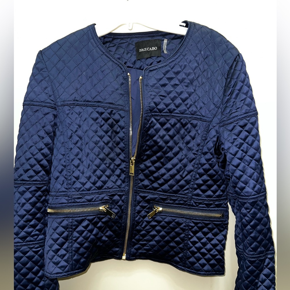 Dolce Cabo Midnight Blue Quilted Bomber Jacket